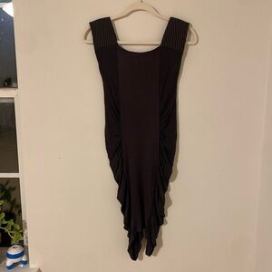 Charcoal BodyCon Midi Dress with ruched side panels - size M